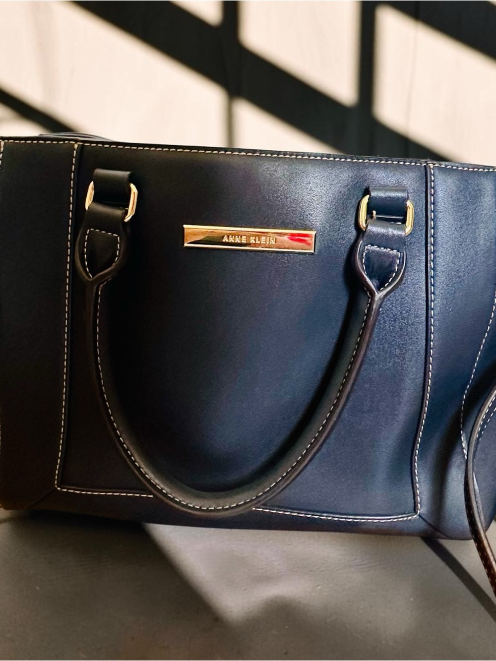 Anne Klein Black Tote Crossbody Satchel Polka Dot